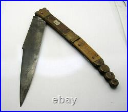 19th C. Figting Knife With Horn Handle And Silver Shield Single Blade -b. Offer