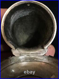 19th Century SCOTTISH RAM'S HORN SNUFF MULL SILVER Decorated Top with Stone