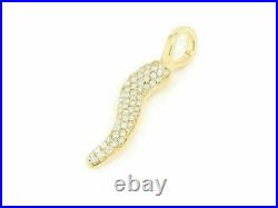 1ct Diamond Italian Horn Amulet Pendant With Free Chain 14K Yellow Gold Finish