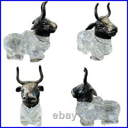 1st Century AD Roman Ancient Rock Crystal Stone Cow With Silver Head With horn