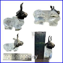 1st Century AD Roman Ancient Rock Crystal Stone Cow With Silver Head With horn