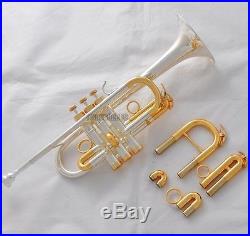 20% Off Professional Eb/D Trumpet Silver/Gold Plated Horn Monel Valves With Case