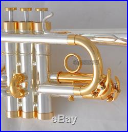 20% Off Professional Eb/D Trumpet Silver/Gold Plated Horn Monel Valves With Case