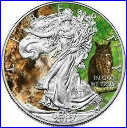 2015 1 Oz Silver Eagle Animals Great Horned Owl Mintage 100 Pcs With Coa