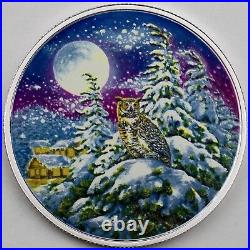 2017 $30 Animals in the Moonlight Great Horned Owl 2 oz. Silver Glow-In-The-Dark