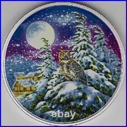 2017 $30 Animals in the Moonlight Great Horned Owl 2 oz. Silver Glow-In-The-Dark