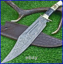 21 Custom Handmade Damascus Steel Hunting Knife Large Bowie Knife Stag Handle