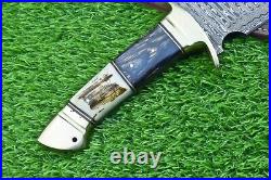 21 Custom Handmade Damascus Steel Hunting Knife Large Bowie Knife Stag Handle