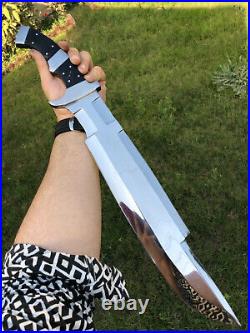 21 D2 Tool Steel Predator Dagger Knife Full Tang Hunting Bowie High Polish Arc