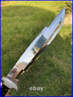21 D2 Tool Steel Predator Dagger Knife Full Tang Hunting Bowie High Polish Arc