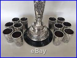 $225,000 FABERGE Russian 1890s Wine Horn-Form Urn With 12 Beakers Set 84 Silver