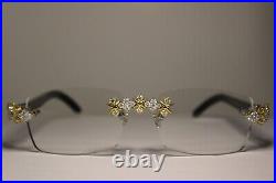 3 Ct Lab Diamond 14k Gold Custom Genuine Horn Buffs with Iced Out Moissanite C's