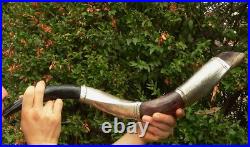 33 Large 925 SILVER SHOFAR Blow Horn STAR of DAVID + MENORAH Jerusalem 7 Branch