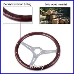 380mm 15inch Classic Steering Wheel Dark Stained Wood Grip with Rivets US
