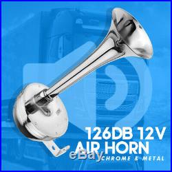 5X12V 126DB Car Universal Super Loud Air Horn Chrome Tracheal with Bracket Y4S2
