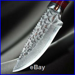 67 Layers Handmade Vg10 Damascus Steel Fixed Outdoor Hunting Knife With Sheath