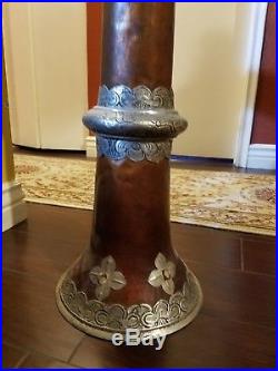 8ft Rag-Dung Ceremonial Tibetan Prayer Horn/Trumpet With Copper & Silver Metal