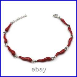 925 Sterling Silver Bracelet with Hand-Enamelled Red Lucky Horns