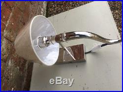A Pair Of Chrome Silver Horn Antler Wall Lights With Natural Hessian Shades