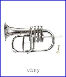 AMAZING Flugel Horn 4 Valve NICKEL Bb Pitch with Hard Case & Mouthpiece By M. J