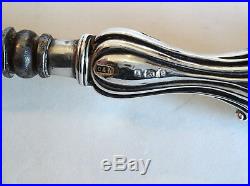 ANTIQUE ENGLISH STERLING SILVER HANDLED SHOE HORN with EMBOSSED DESIGN, c. 1900