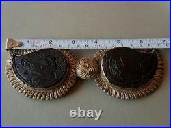ANTIQUE Ottoman with phoenixes Hand-carved buffalo horn silver alloy belt buckle