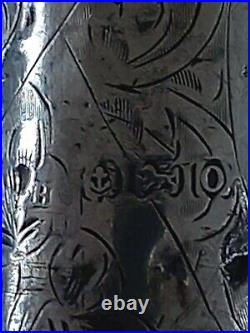 ANTIQUE RAMS HORN & H. M. Silver Collar 36 Walking Stick Birm 1913 Crook Handle
