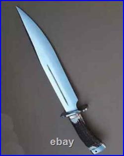 ASS Custom Handmade D2 Steel Hunting Bowie Knife With Stag Horn Handle