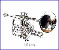 AWESOME SALE Cornet 3 Valve With Mute Shinning silver M/P+Mute+CASE HORN