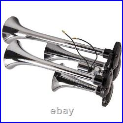Air Horn 4 Trumpet 12 Volt Compressor 9.8 Feet Hose 150 Db Train 125 Psi Kit