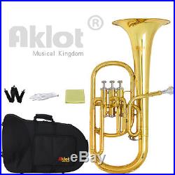 Aklot Intermediate Eb Alto Horn Gold Silver Plated Mouthpiece with Case