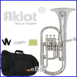 Aklot Intermediate Eb Nickel Alto Horn Silver Plated Mouthpiece with Case
