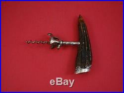 American Sterling Silver Corkscrew Stag Horn with Floral Edge 6 x 5 1/2