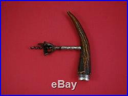American Sterling Silver Corkscrew Stag Horn with Sterling Cap 6 1/4 x 5 1/2