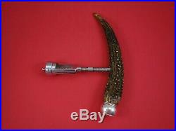 American Sterling Silver Corkscrew Stag Horn with Sterling Cap 9 1/2 x 7 1/4