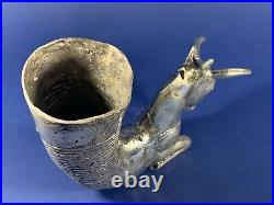 Ancient Persian Silver Rhyton Depicting Ram With Large Intact Horns Circa 500bce