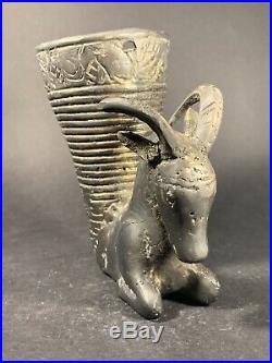 Ancient Persian Silver Rhyton With Horned Ram Head Large Size Circa 400bce