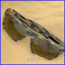 Ann Demeulemeester Sunglasses Angular Brown Horn 925 Silver with Green Lenses AD