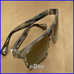 Ann Demeulemeester Sunglasses Angular Brown Horn 925 Silver with Green Lenses Ca