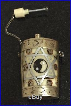 Antike Schnupf Flasche Silber mit Bein Antique snuff bottle Silver with leg horn
