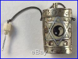 Antike Schnupf Flasche Silber mit Bein Antique snuff bottle Silver with leg horn