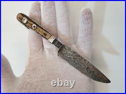 Antique 17th Century Small Knife with Silver Mount and Stag Handle SUPER RARE