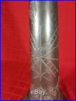 Antique 1909 Silver Plated Firemans Trumpet Horn with tassle and engravings