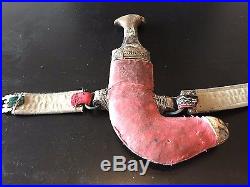 Antique Arab Silver Jambiya With Horn Early 20th Century