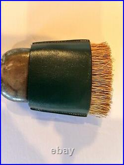Antique Black Starr Gorham Sterling Silver Shoe Horn Brush with Leather Sleeve