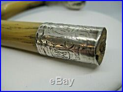 Antique Bovine Horn Crook Handle Hallmarked With S Sterling Silver Ends 1896