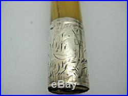 Antique Bovine Horn Crook Handle Hallmarked With S Sterling Silver Ends 1896