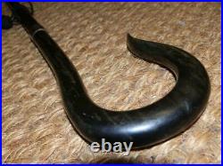 Antique Bovine Horn Crook Handle Silver H/M B'ham 1898 J. Howell Walking Cane