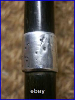 Antique Bovine Horn Crook Handle Silver H/M B'ham 1898 J. Howell Walking Cane