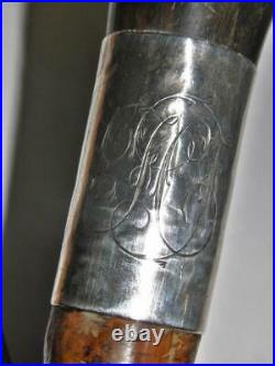 Antique Bramble & Bovine Horn Scottish Sunday Golfing Stick/Cane -Silver Collar